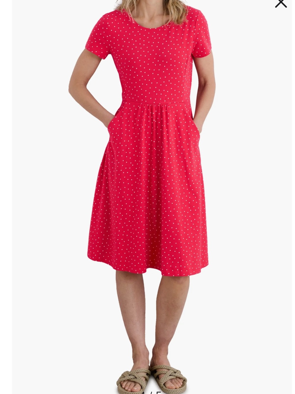 Seasalt Cornwall April Polka Dot Organic Cotton Dress Red Short Sleeve 12 NWT